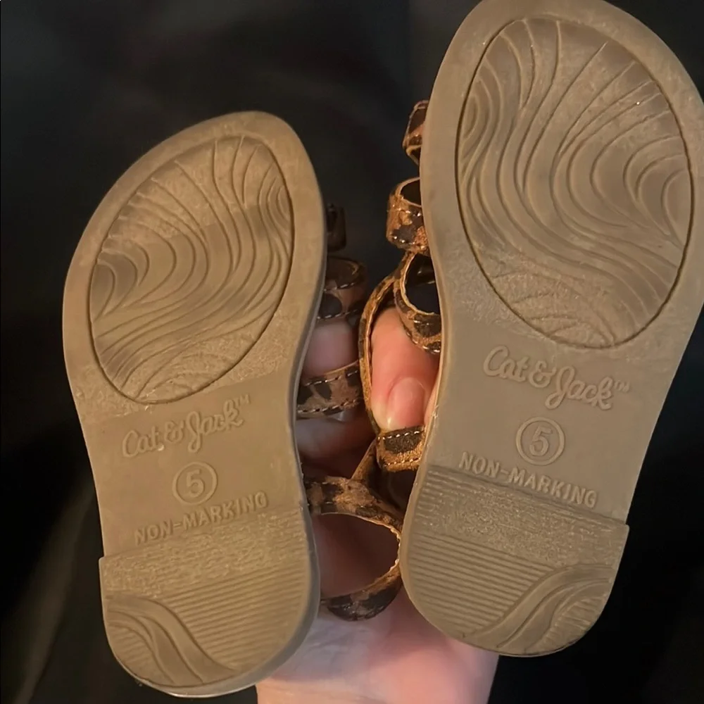 Cat & Jack Brown Sandals with Animal Print and Adjustable Straps